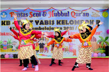 Children performing a traditional dance on stage